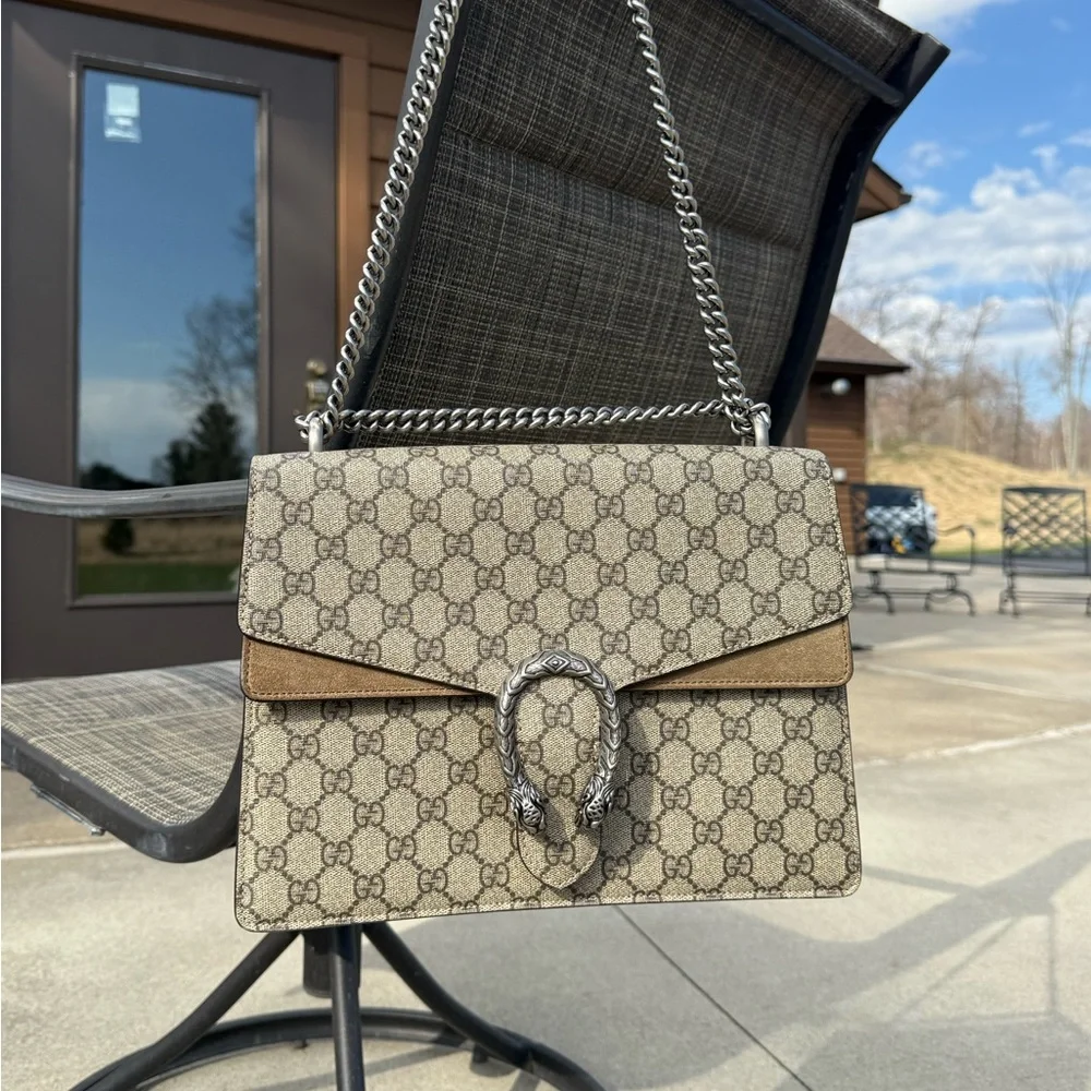 Vintage Gucci Large Beige and Brown Shoulder Bag Pristine Condition - Picture 17 of 17